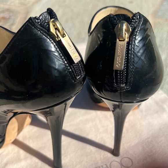 JIMMY CHOO MARY JANE PLATFORM SANDAL HEELS BLACK 8 - Picture 6 of 16